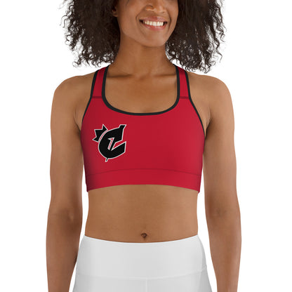 Crown Logo Sports Bra (Red)