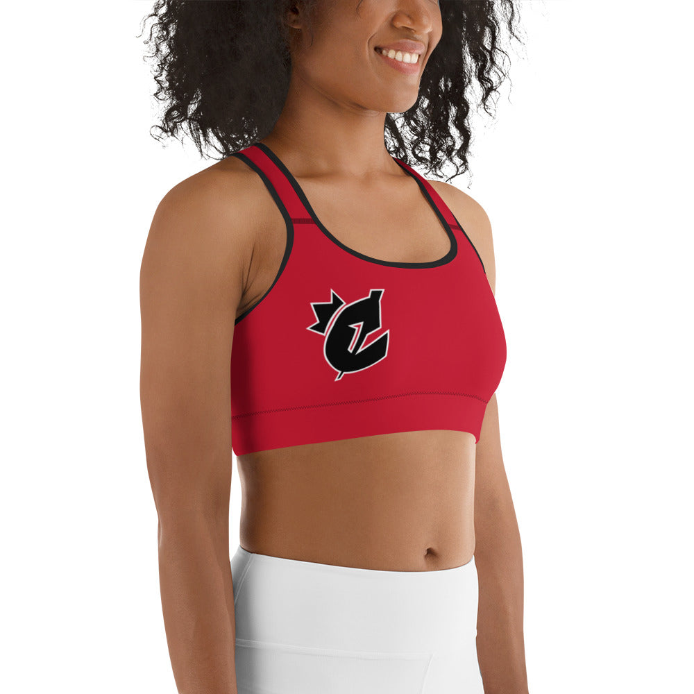 Crown Logo Sports Bra (Red)